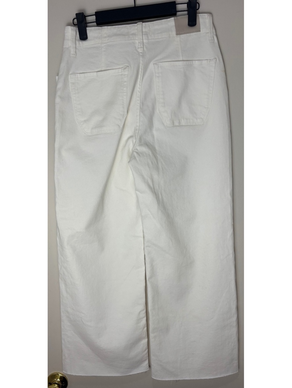 PAIGE Anessa Jeans 27 Tonal Ecru High Rise Wide Leg Utility Raw Hem NWT - Picture 2 of 14